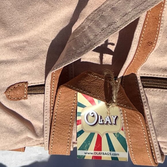 OHLAY Upcycled Canvas Hair-On Genuine Leather Backpack NWT